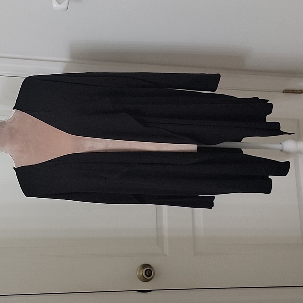 Vince Camuto, Size 2X, Black Waterfall Open Cardigan, Rayon/Spandex Blend